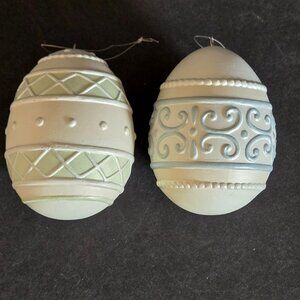 Vintage Ceramic Easter Egg Ornaments Pastel Textured Collectible Decor